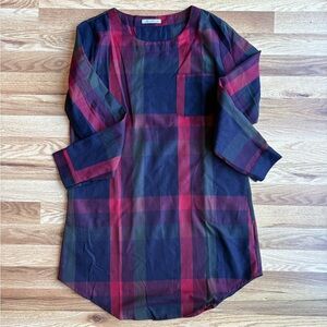 Cupshe Red and Black Plaid Tunic Top